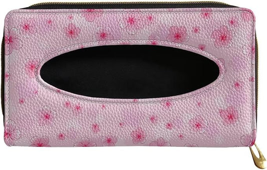 Cherry Blossoms Car Visor Napkin Box Automotive Tissue Holder Cherry Blossom Car Interior Accessories Multi Functional Tissue Case Holder