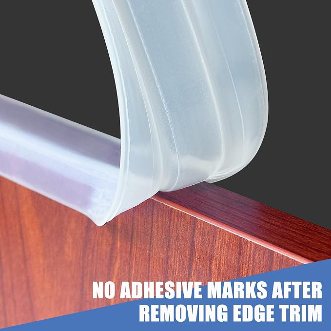 Clear Rubber Edge Trim, Self-Adhesive Cabinet Door Edge Guard, Size 3/4"(19mm), Fit 18-20mm, Flexible U Shaped Edge Banding, Peel and Stick U Shaped Baby Proof Protector for Plywood, Furniture, 10Ft