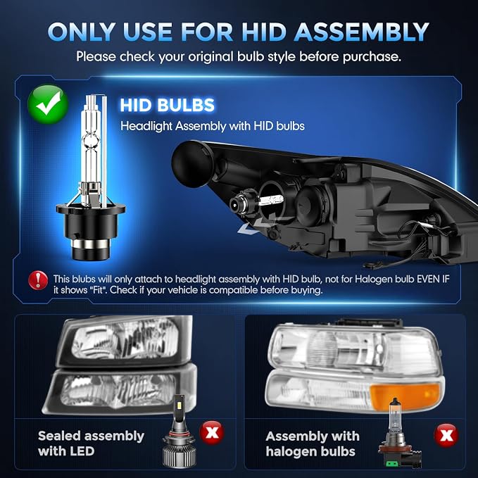 D4S Xenon HID bulb, 6000K 35W Cool White High Low Beam, Replacement 66440 42402 42402WX for D4S HID Bulb Xenon, Plug and Play, Pack of 2