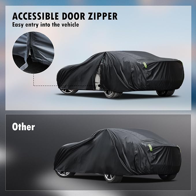 Car Cover Custom Fit for Chevrolet Corvette C4 C5 C6 C7 C8 1980–2026, Waterproof All Weather Full Exterior Cover Sun Snow Rain Protect with Door Zipper (Not Include Mirror Pocket)