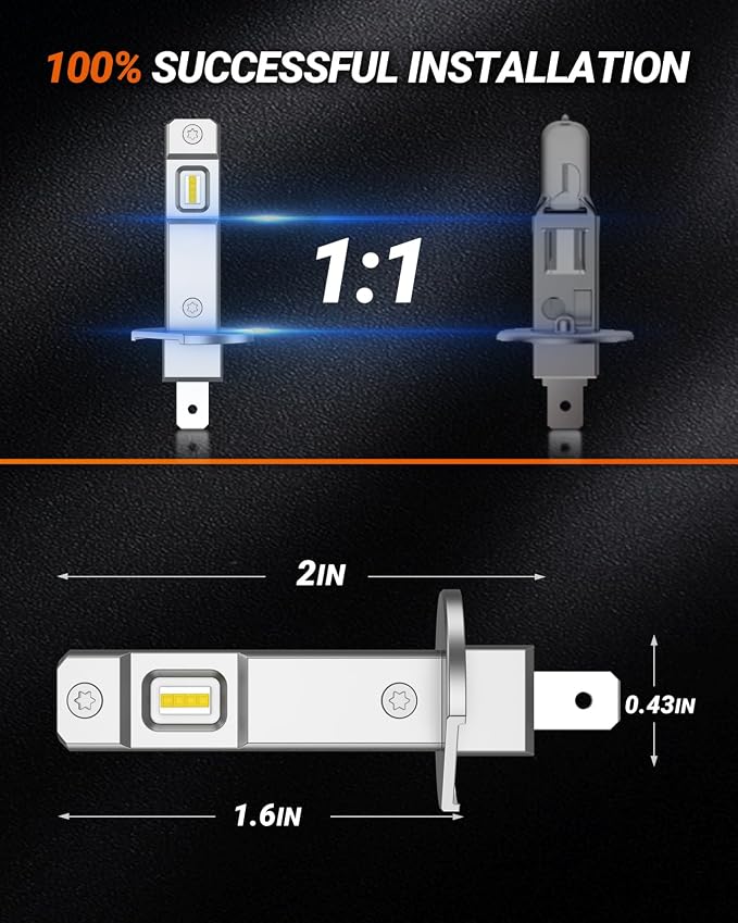 SEALIGHT H1 ATV Bulbs 46000LM Super Bright, Mini Size S6 H1 Light No Adapter Required No Cordless, 6500K Cool White, Plug-N-Play, Driving Fog Spot Light Assemblies, Pack of 2