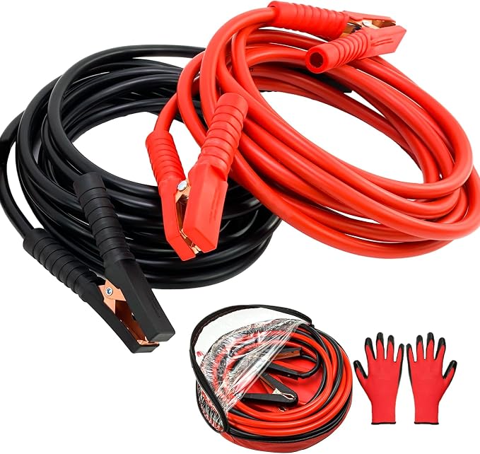 Heavy Duty Jumper Cables, 0 Gauge 30FT Automotive Booster Jumper Cable for Car, SUV,Vans &Truck Battery, Jumper Cable with Strong Clamps & Thiekened Inner Core, Carry Bag and Gloves Included