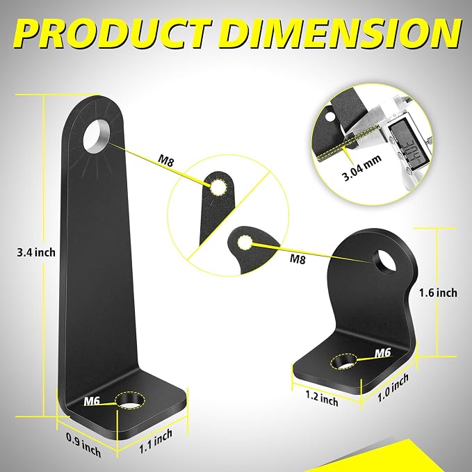 Light Bar Mounting Brackets 2 Packs Universal Side-Mounted Brackets for Straight or Curved Single-Row LED Light Bar Up to 52 Inch
