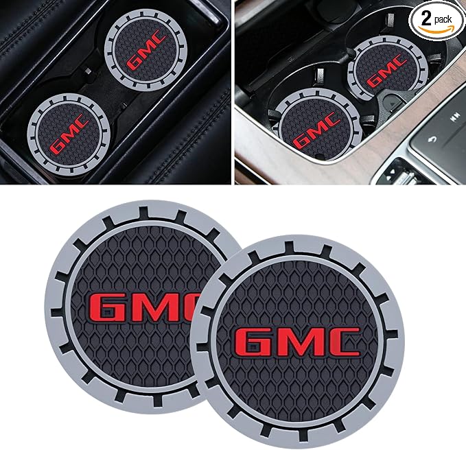 Car Cup Coaster, 2PCS Universal Non-Slip Cup Holders, Compatible with GMC Series Car Cup Holder Coasters，Car Drink Coaster Holder Accessory, Black