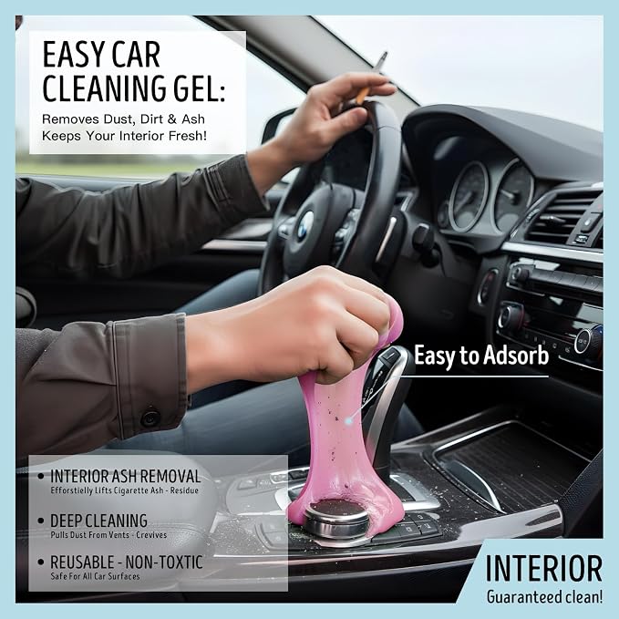 Car Cleaning Gel,Reusable Car Cleaning Putty for Interior Detailing, Car Cleaning Supplies, Auto Detailing Tools, Car Slime for Dust Removal, Car Accessories Interior, Car Cleaning Kit(Pink, 0.8 OZ)