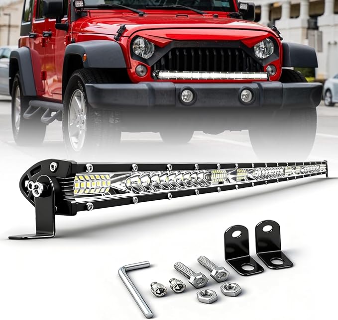 CO LIGHT 30 Inch Single Row Slim LED Light Bar 7800 LM 6000K Daylight White IP68 Waterproof Off-Road Spot & Flood Combo Beam – Easy Install for Wrangler F150 SUV Polaris RZR ATV UTV Truck