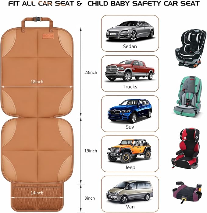 SMART ELF Car Seat Protector 2-Pack, Thick Padding Cushion with Non-Slip Backing (Dark Brown)