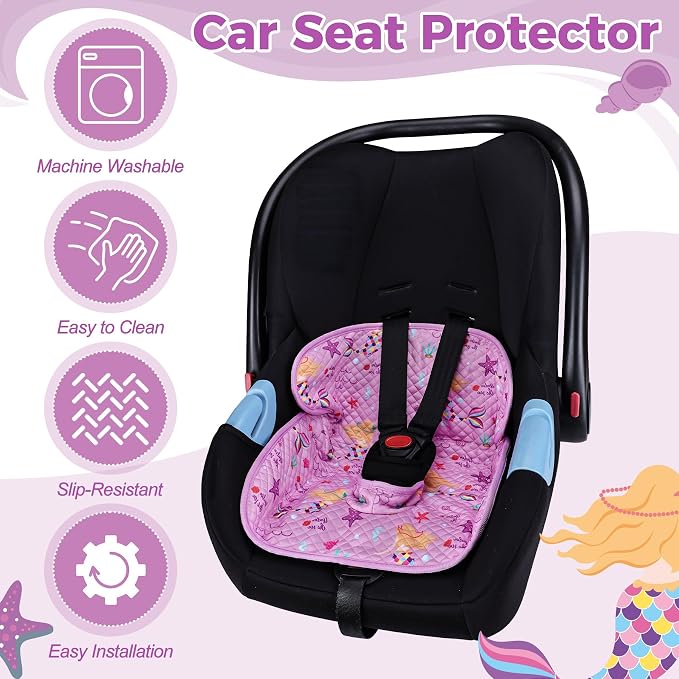 Waterproof Car Seat Potty Training Protector (Purple Mermaid) | Piddle Pad Car Seat Liner, Travel-Friendly Baby Toddler Carseat Cover for Spills, Nappy Leaks, Accidents