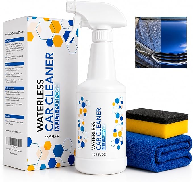 Waterless Car Wash Spray: Ceramic Shine for Cars Trucks and SUVs, 16.9 oz | Ceramic Coating + Quick Detailer Cleans And Shines Paint Glass And Wheels Without Pre-Washing For Hydrophobic Protection.