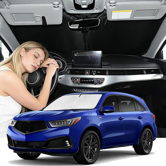 Windshield Sunshade for Acura MDX 2014-2020 Sun Shade Car Windshield | Upgrade 4 Layers Blocks UV Rays Custom Fit MDX 240T Car Window Shades Front Windshield Accessories Keep Cool Foldable