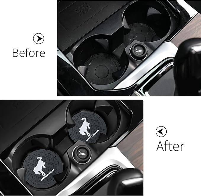 Ford Bronco Car Cup Holder Coaster, Silicone, 2.76 Inch, 2 Pieces | Car Interior Accessories