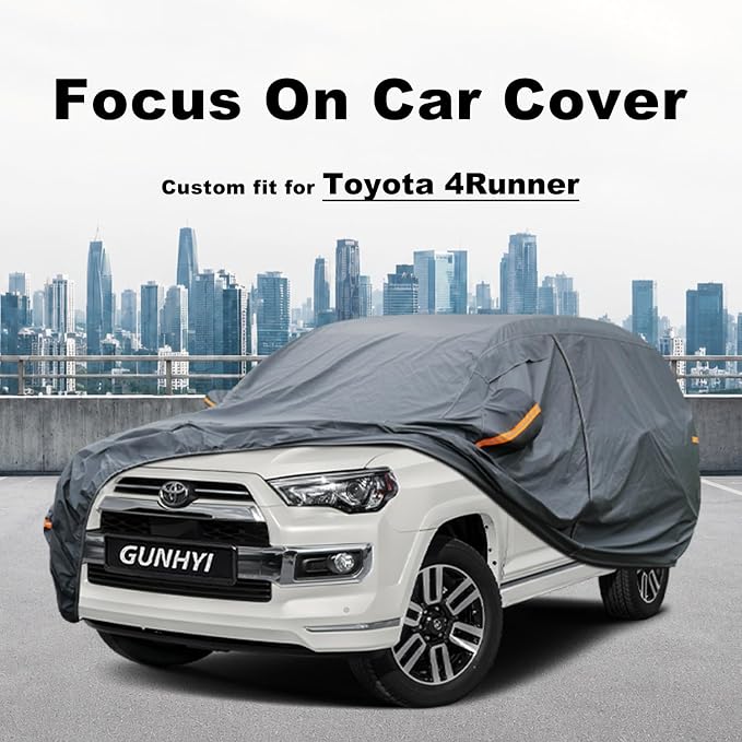 GUNHYI Premium Car Cover Custom Fit Toyota 4Runner (1995-2026), 16 Layers Heavy Duty Car Cover Waterproof All Weather with Zipper Door for Sun Rain Snow Dust Uv Protection