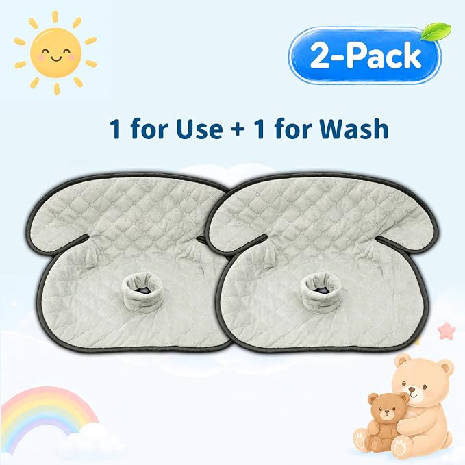 Wonderkin 2-Pack Potty Training Car Seat Protector, Waterproof Car Seat Liner, Non-Slip Leak-Proof Piddle Pads,Washable Cover Fits Car Seats Strollers Bouncers, Ages 6 Months to 4 Years (Grey)