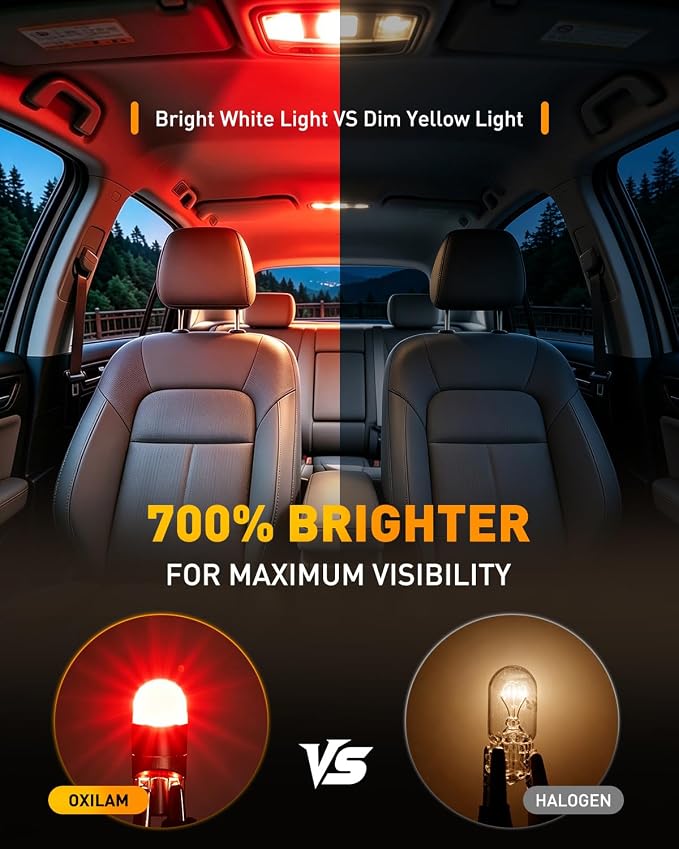 OXILAM 194 LED Bulb Red 700% Brighter T10 168 2825 W5W LED Bulbs Canbus Error Free for Dome Map Door Courtesy License Plate Trunk Cargo Interior Lights, Pack of 2