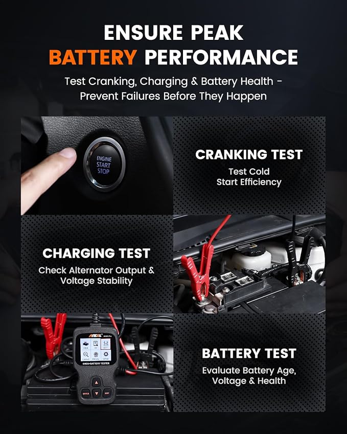 ANCEL AD310 Pro Bluetooth OBD2 Scanner with Battery Tester, Check Engine Light Code Reader & Car Diagnostic Tool, Read/Clear Codes, Live Data, Battery Health & Charging Test for 1996+ Vehicles