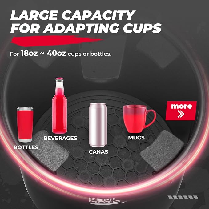 KEMIMOTO Universal Cup Holder Expander Compatible with Hydro Flask, Yeti, 18-40oz 3.0in-3.8in Diameter Bottles - fit 3.2in Diameter Cup Holder for Car, RV, Truck, UTV, Golf Cart