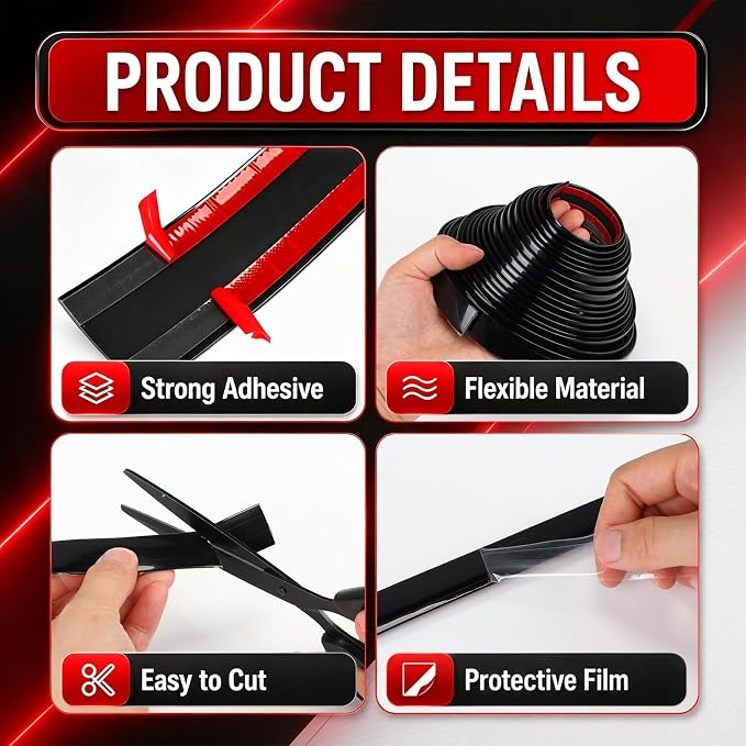 Pangda Glossy Black Body Side Molding Trim 3/4 Inch Wide Universal Car Bumper Door Edge Protector 25 Feet Self Adhesive Automotive Guard for Trucks SUVs Marine Crafts and DIY Home Furniture