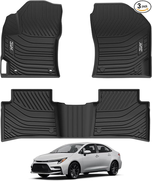 3W Floor Mats Fit 2020-2026 Toyota Corolla Sedan (Not for Cross or Hatchback), TPE All Weather Custom Fit Floor Liner for Toyota Corolla 1st and 2nd Row Full Set Car Liners(Include Hybrid)