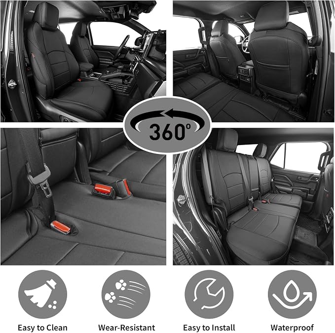 EKR Car Seat Covers Custom Fit for Toyota 4Runner(5 Seats) Full Set | for Toyota 4 Runner 2025-2026 Seat Covers for SUV,Full Wrap,Airbag Compatible,Waterproof Pet-resistant,Neoprene(Black)