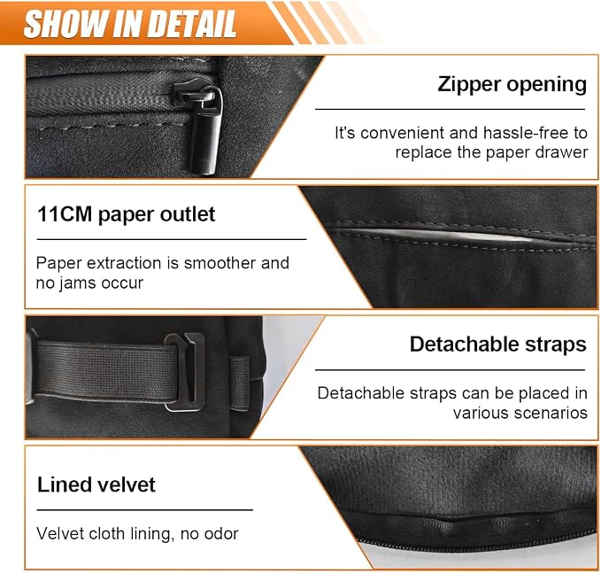 BDZMC Car Tissue Holder, Rectangular Tissues Box Cover, Back Seat Tissue Dispenser for Tissues, Car Napkin Holder with Elastic Band, Fits for Storage & Organizer (Black)