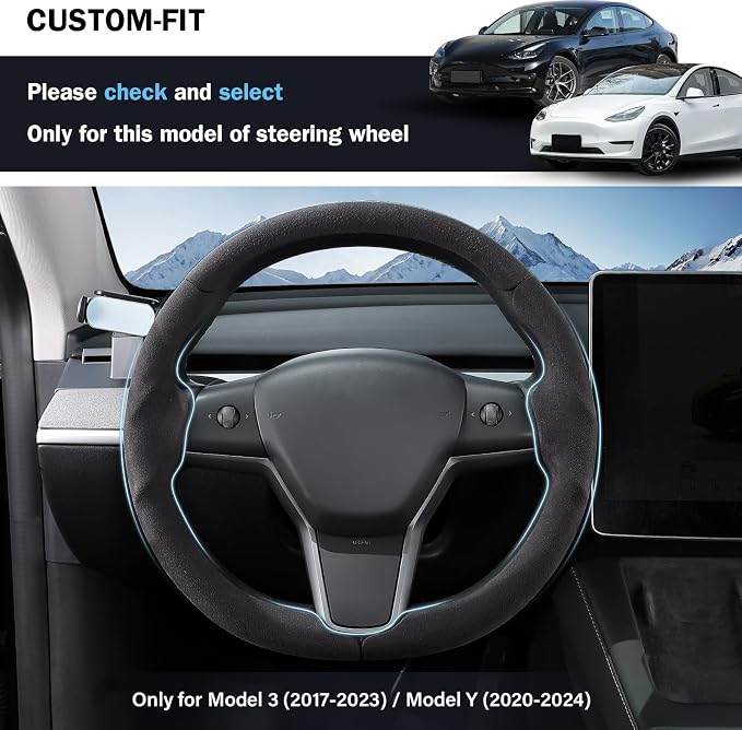 Aimato Customized Steering Wheel Cover for Tesla Model 3/Y