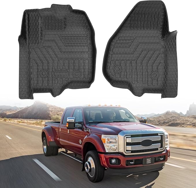 Mixsuper F-250/F-350 Floor mats-Floor mat for Ford F-250/F-350/F-450/F-550 2012-2016,All Weather TPE Rubber Floor Liners Protection for F-450/F-550 Accessories,1Row Anti-Slip Car Mats, Black