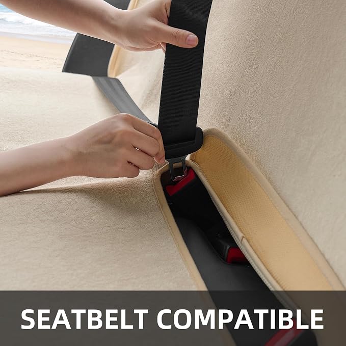 Waterproof Car Seat Cover Bench Beige Full Size Universal Fits Car Sweat Towel for Trucks SUV Van Rear Car Seat Protector Protector Cloth Seats Pack of 1
