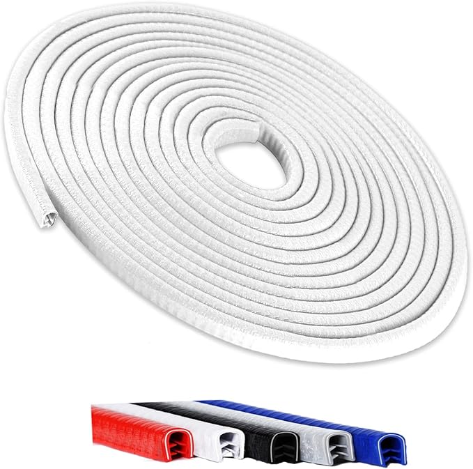 Winfort 16.5FT(5M) Universal Car Door Edge Protector Guards, No-Glue Required Rubber Seal U Shape Automotive Door Entry Guard, Suitable for Most Cars, SUVs and Trucks (White)