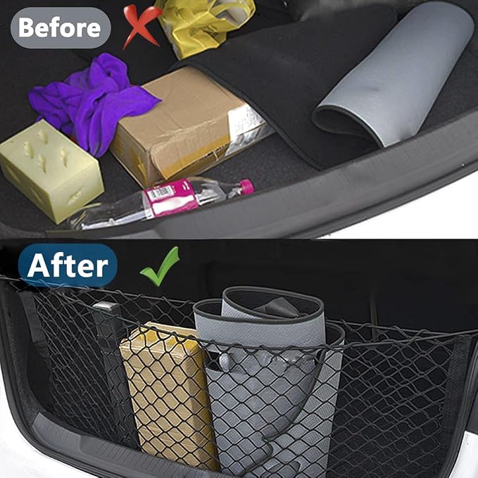 Envelope Trunk Cargo Net Compatible with Nissan Armada 2005 to 2026 | Trunk Cargo Net Compatible with Nissan Armada 2005-2023, 2024, 2025 2026; Black Polyester Hook Cargo Net for SUV Trunk