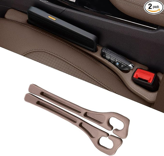 Car Seat Gap Filler 2 Pack, Anti-Drop Seat Gap Plug Blocker with Storage, Universal Car Seat Gap Organizer Stops Items from Falling, Fits Cars, SUVs, Trucks, Car Interior Accessories (brown)