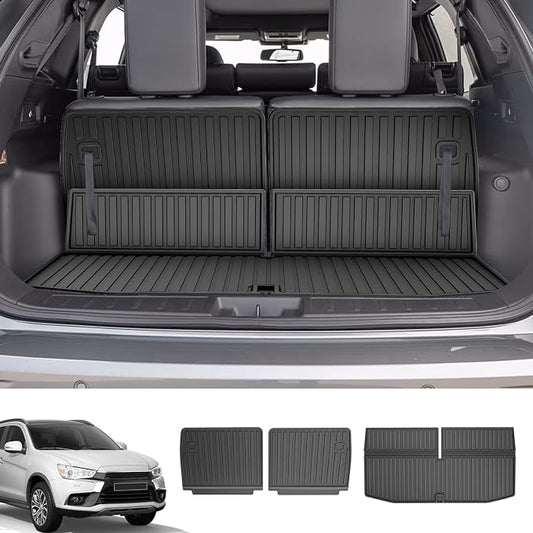 Cargo Mat for 2022-2025 Mitsubishi Outlander 7-Seat (Not Fit PHEV or Sport) | Custom Fit Full Coverage TPE All-Weather Cargo Liner for Outlander Accessories, Black