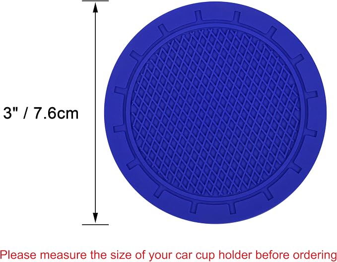 Car Coasters, Wisdompro 4 Pack PVC Car Cup Holder Insert Coaster - Anti Slip Universal Vehicle Interior Accessories Cup Mats for Women(Diameter 3", Blue)