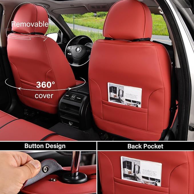Coverado Car Seat Covers, Seat Covers for Cars, Waterproof Leather Auto Seat Protectors, Leather Car Seat Cushion, Car Interiors Accessories Universal Fit for Most Cars