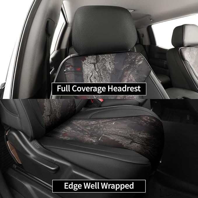 EKR Silverado Seat Covers Custom Fit for (Crew Cab) 2014 2015 2016 2017 2018 Chevrolet Silverado 1500 & HD 2500/3500 WT/LS/LT/LT/High Country/Custom,Faux Leather(Black/Woodland Camo)