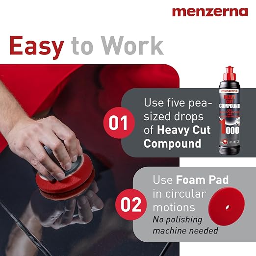menzerna Heavy Cut Compound 1000 Improved Formula I Abrasive Polishing Compound for Deep Scratches, Swirls I Buffing and Polishing Compound for Scratch Repair I Silicone Free I 16 fl oz.