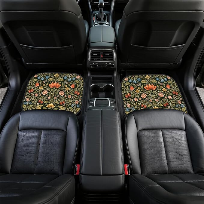 Bohemia Flowers Car Floor Mats Set of 4 William Morris Art Automotive Foot Mats Rugs Carpet for Car Non-Slip Auto Car Accessories Universal Fit Car Accessories for Truck