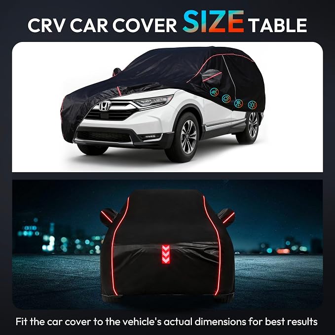 Car Cover Waterproof All Weather 8-Point Fastening for Honda CR-V 1996-25 | All-Around Wind-Resistant Fastening, 120s Quick Setup, 600D Oxford Fabric, All-Weather Protection
