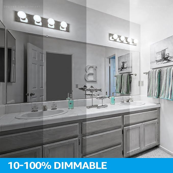 TORCHSTAR 6-Pack G25 LED Light Bulbs, 5W 450LM, Dimmable, 5000K | UL Listed, 40W Equivalent Daylight Vanity Globe Round Bulbs, E26 Base Decorative Bulb, for Bathroom Vanity or Mirror