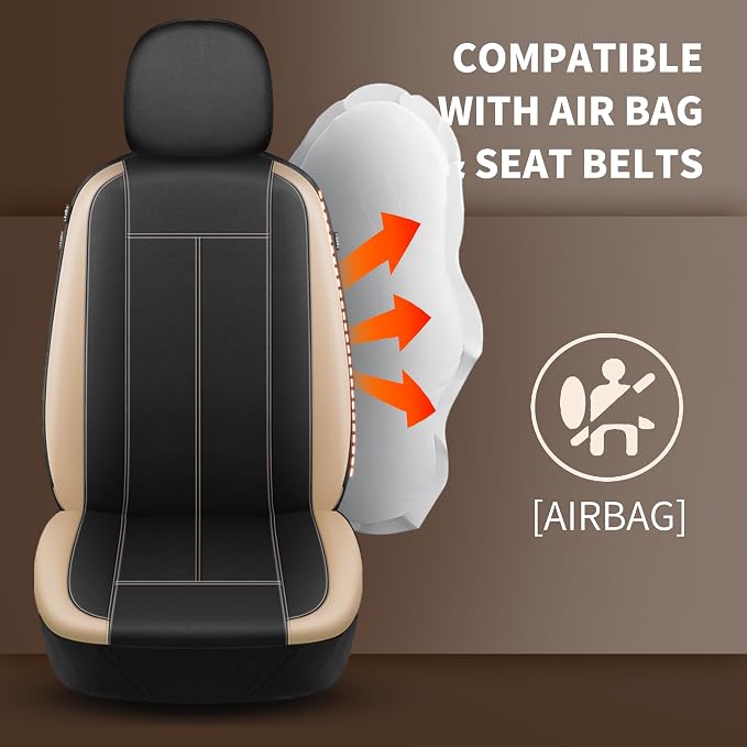 HChengkikz 2 Pack Front Neoprene Car Seat Covers | Waterproof Comfortable Seat Protectors, Airbag Compatible Universal Fit for Sedans, SUVs, Trucks, Vans
