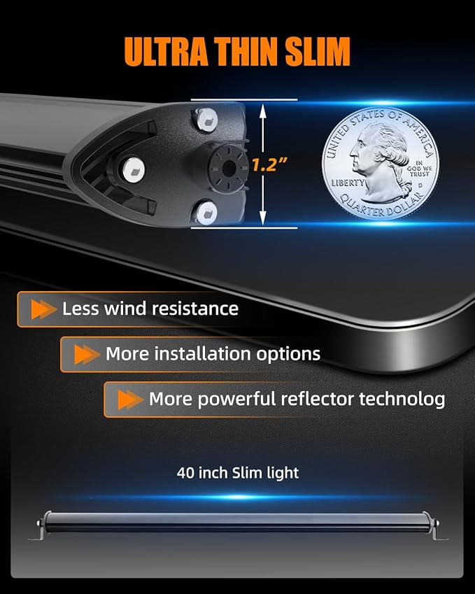CO LIGHT 40 Inch Single Row Slim LED Light Bar – IP68 Waterproof, Off-Road Spot & Flood Combo Beam – Super Bright Driving/Fog Light Fits Wrangler F150 SUV Polaris RZR ATV UTV