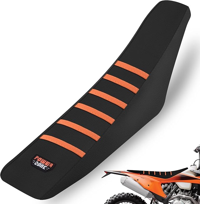 Universial Dirt Bike Seat Cover - Soft Ribbed Rubber Seat Covers for Motorcross Enduro Orange