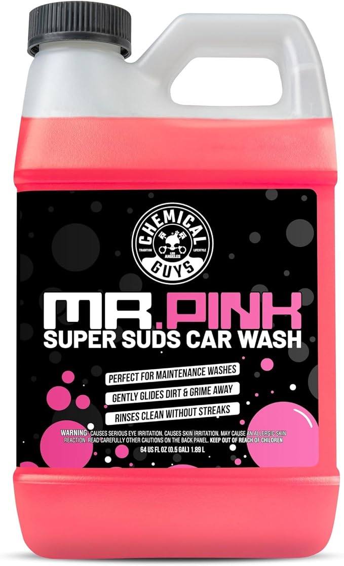 Chemical Guys, Mr. Pink Super Suds Car Wash Soap for Foam Cannons, 64 oz | Lifts road grime with a slick, high-gloss formula that rinses clean, gentle on wax, sealant and ceramic coatings