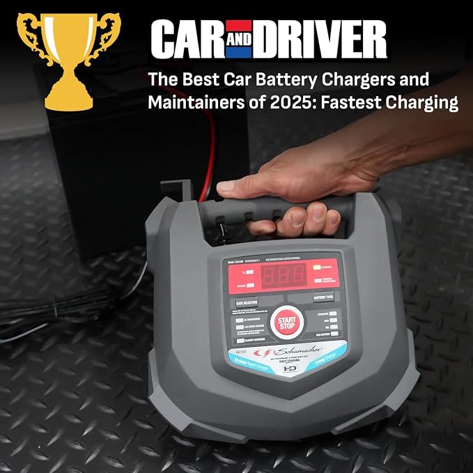Schumacher Electric Car Battery Charger and Maintainer SC1280 4-in-1, 15 Amp, Fully Automatic for 6v and12v Automobile Batteries - Ideal for Motorcycles, Cars, Trucks, SUVs, Marine Batteries, and More