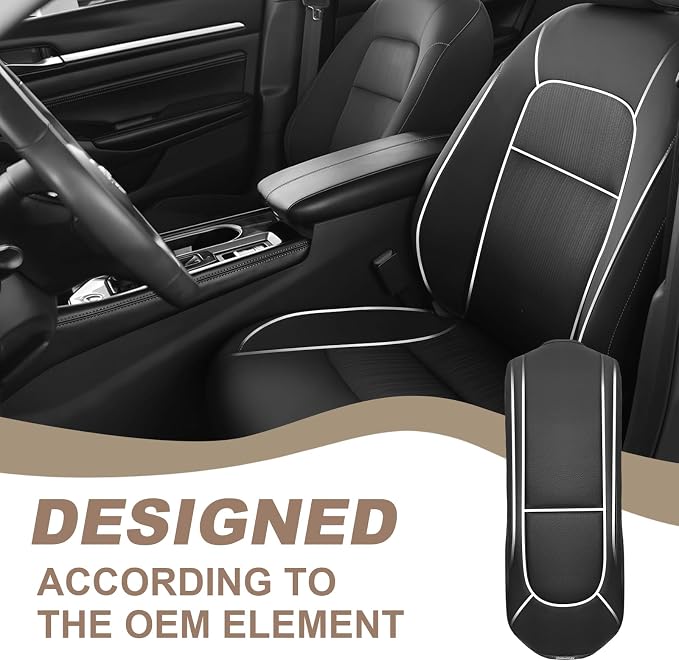 Muslogy Center Console Armrest Cover Fit for Nissan 2019-2025 Altima Accessories, Comfort Armrest Pad Console Lid Cushion Vegan Leather Regular Thick