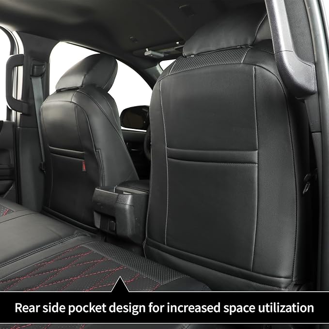 coverdream 2024 2025 2026 Tacoma Seat Covers Full Set for Toyota Tacoma 4th Gen Double/Crew Cab SR,SR5,TRD Sport,TRD Off-Road,Limited,Fully Covered,Waterproof Leather Seat Protector(Black & Diamond)