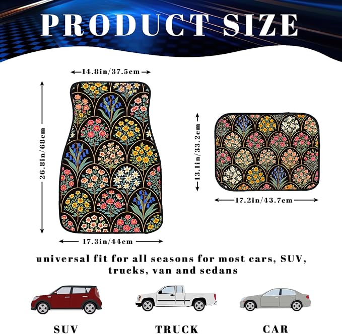 Butterfly Car Floor Mats Kawaii Purple Fantasy Glow Carpet Front Rear Carpets Mat Decorative Car Floor Carpets Non-Slip Auto Car Accessories Universal Fit Car Accessories for Truck