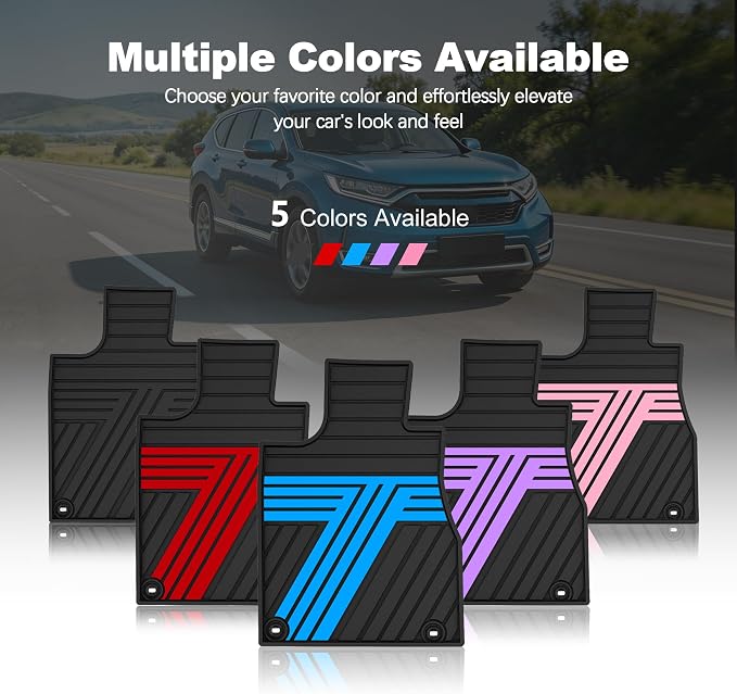 Rubber Floor Mats Fit for Honda CR-V 2012-2016 (Not Fit EX-L & Touring) | Custom Fit for CRV EX & LX & SE Heavy Duty Anti-Slip Car Mats, 1st & 2nd Row, Black & Blue