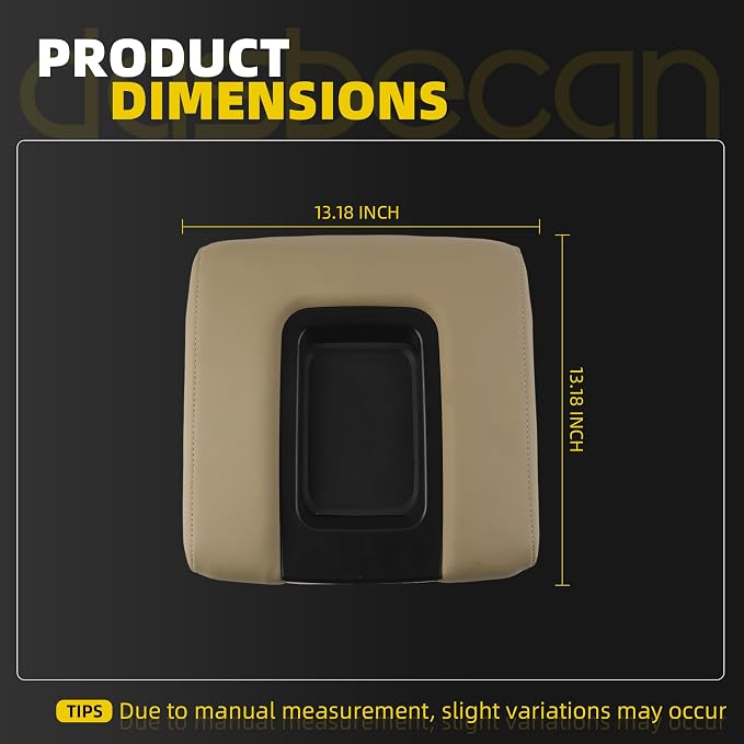 Dasbecan Center Console Lid Compatible with 2014-2018 Chevy Chevrolet Silverado/GMC Sierra 1500 2500HD 3500HD Front Center Console Armrest Lid with Liner Mat Replace# 22881398(Beige)