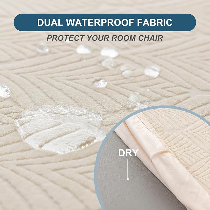 Removable and Washable Seat Covers for Dining Room Chairs Set of 4 - Waterproof Stretch Chair Seat Slipcovers, No Back Covers