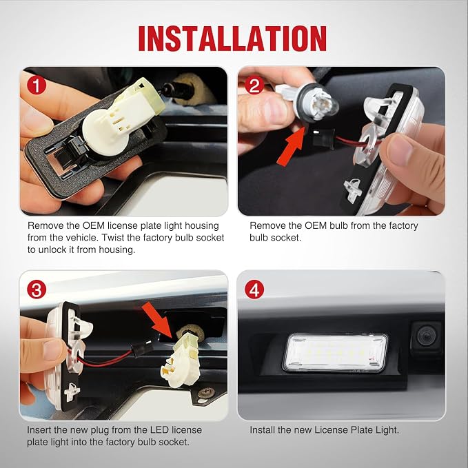Nilight License Plate Lights Compatible with 2012 2013 2014 2015 2016 2017 2018 2019 2020 TOYOTA 86 with Black housing 6000K White 2PCS Pack